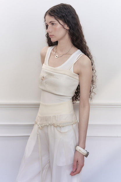 Lace Collar Knit Camisole Set