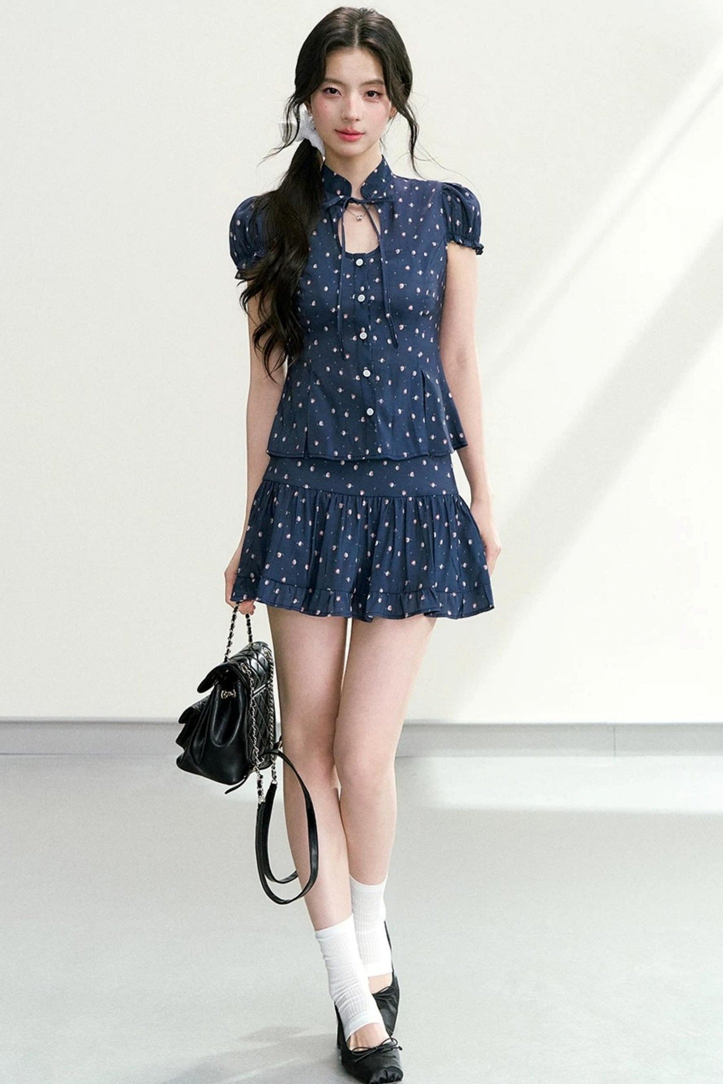 Floral Puff Sleeve Blouse Set-Up