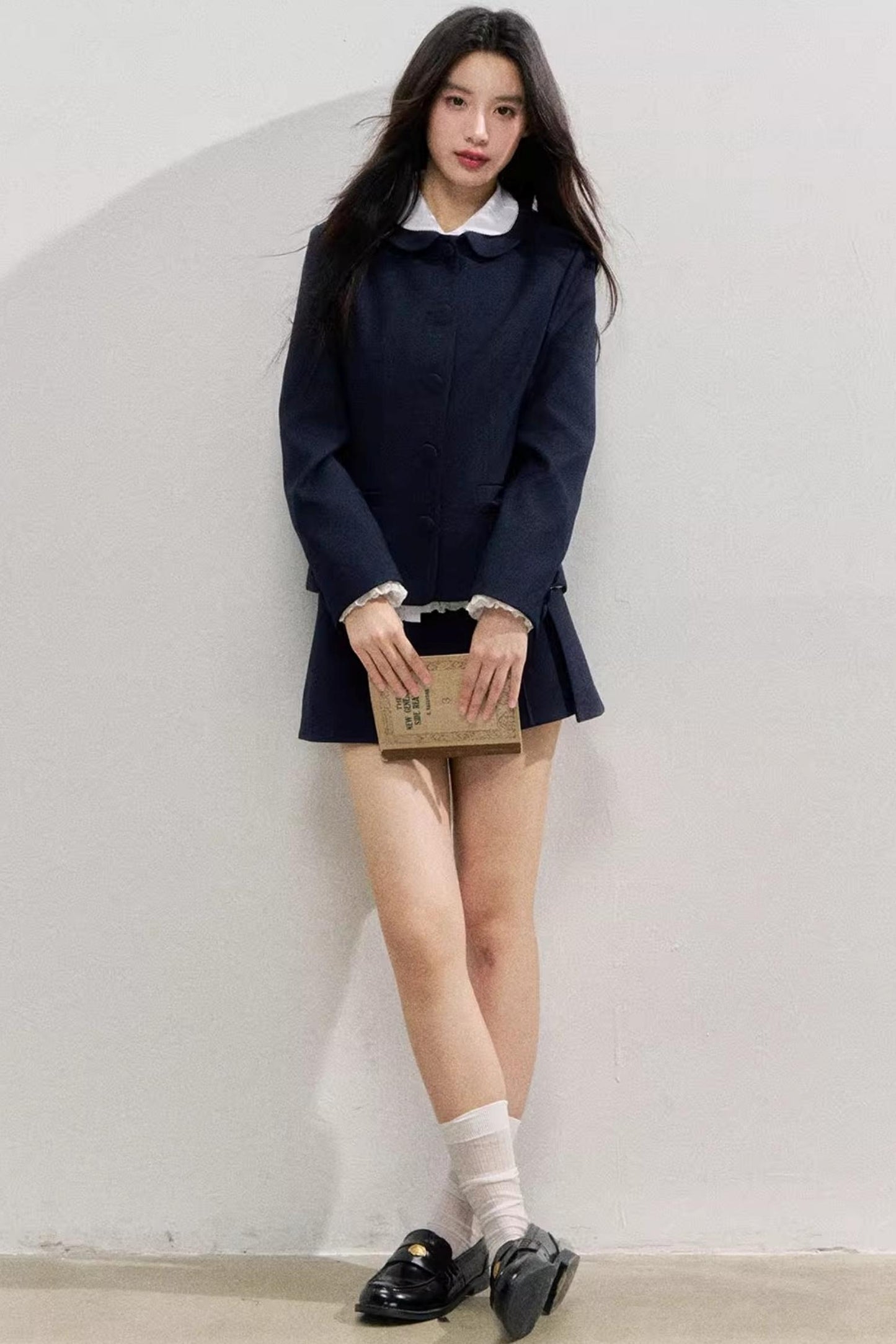 Twilight Blue Vintage Doll Collar Suit Skirt Set-Up