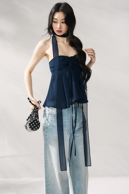 Two-Tone Halter Tube Top