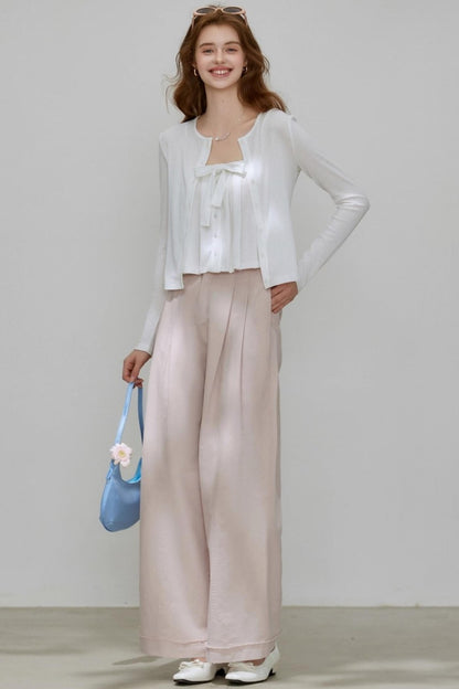 Cropped Cardigan Camisole Knit Set-Up