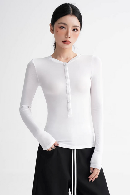 Wool Lyocell Henley Top