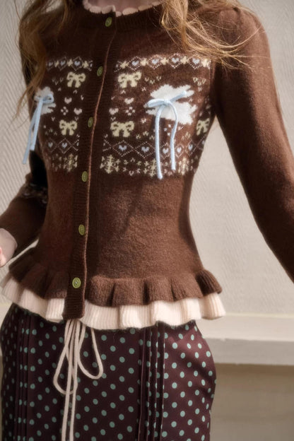 Green Apple Fair Isle Cardigan Top Set-Up