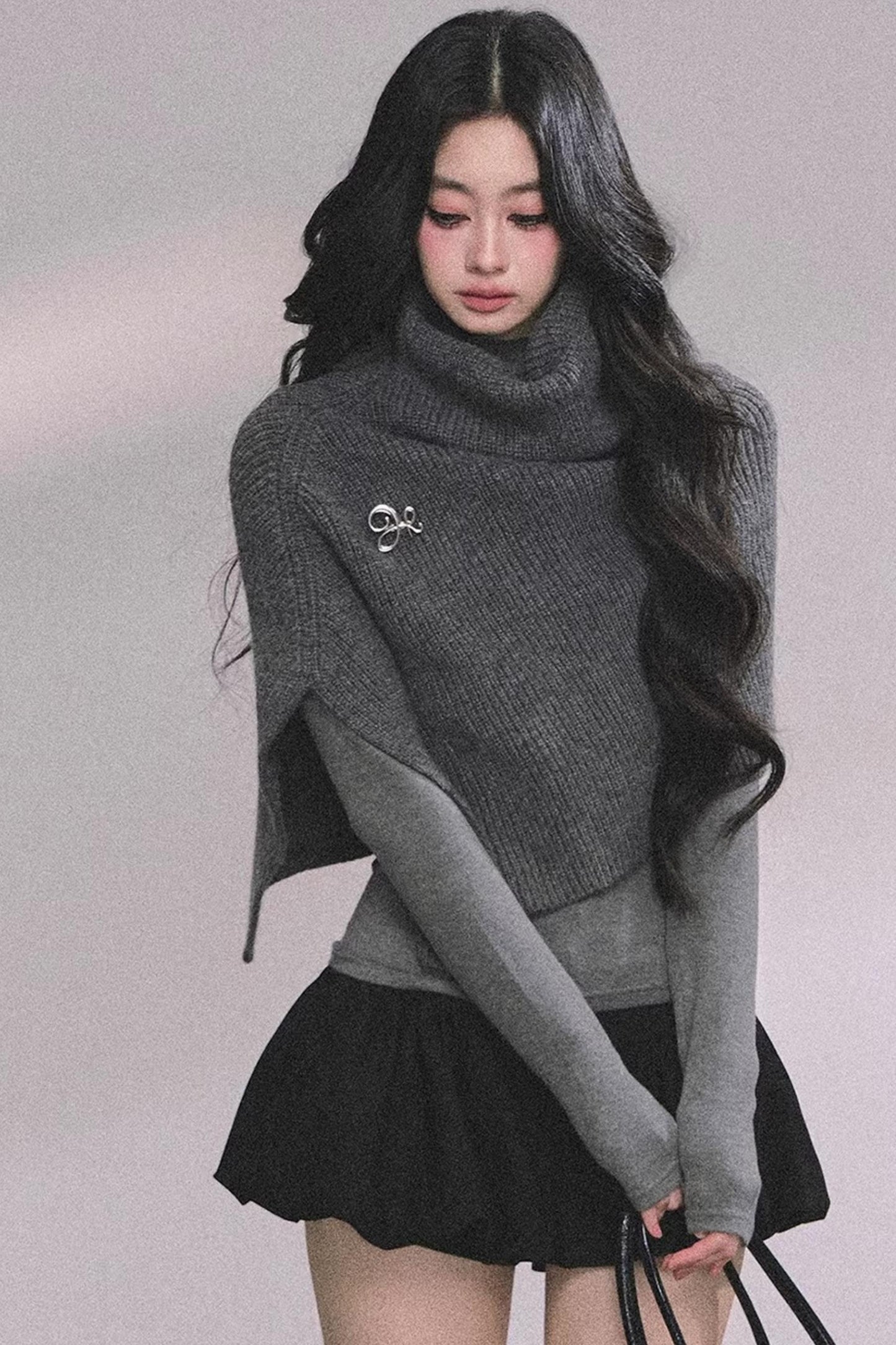 Maple Leaf Knit Sweater Cape Set-Up