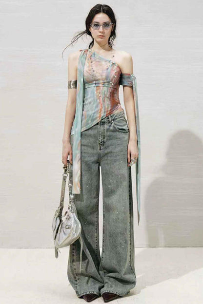 Nature Oil Painting Skirt Set