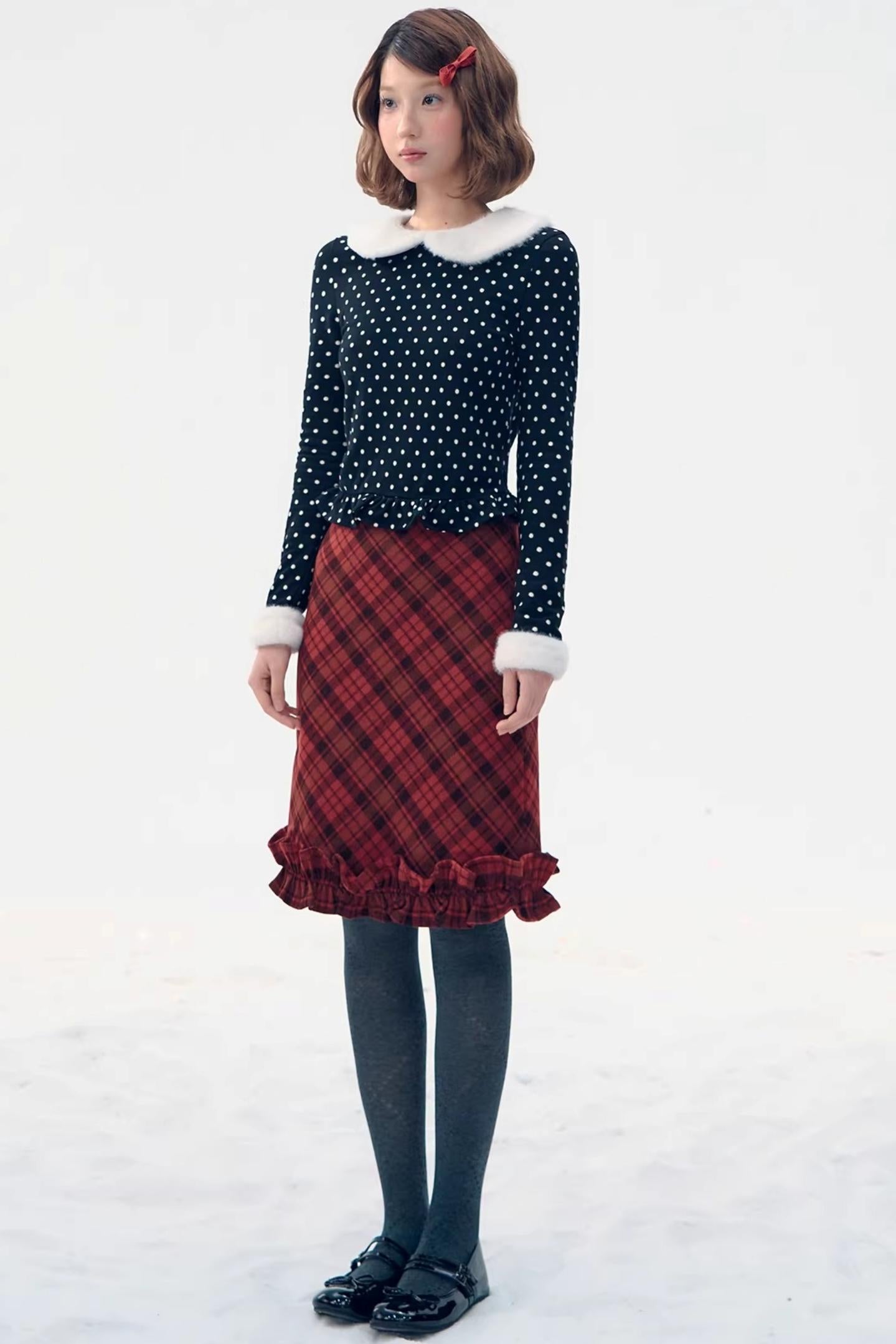Retro Plaid Lace Skirt