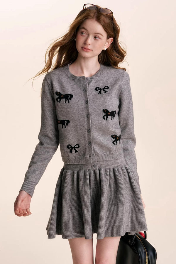 Floral Wool Bow Cardigan