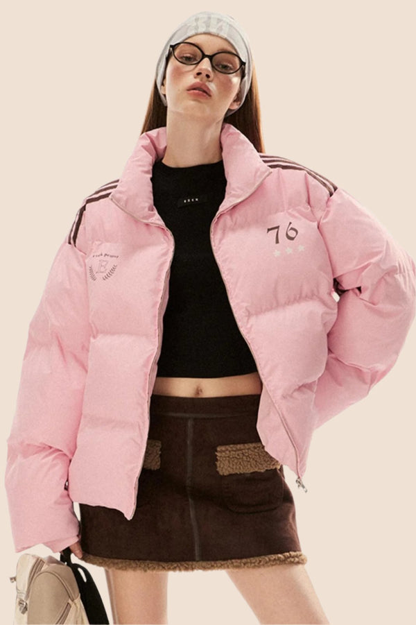 Warme lockere Baumwolljacke mit drei Streifen 