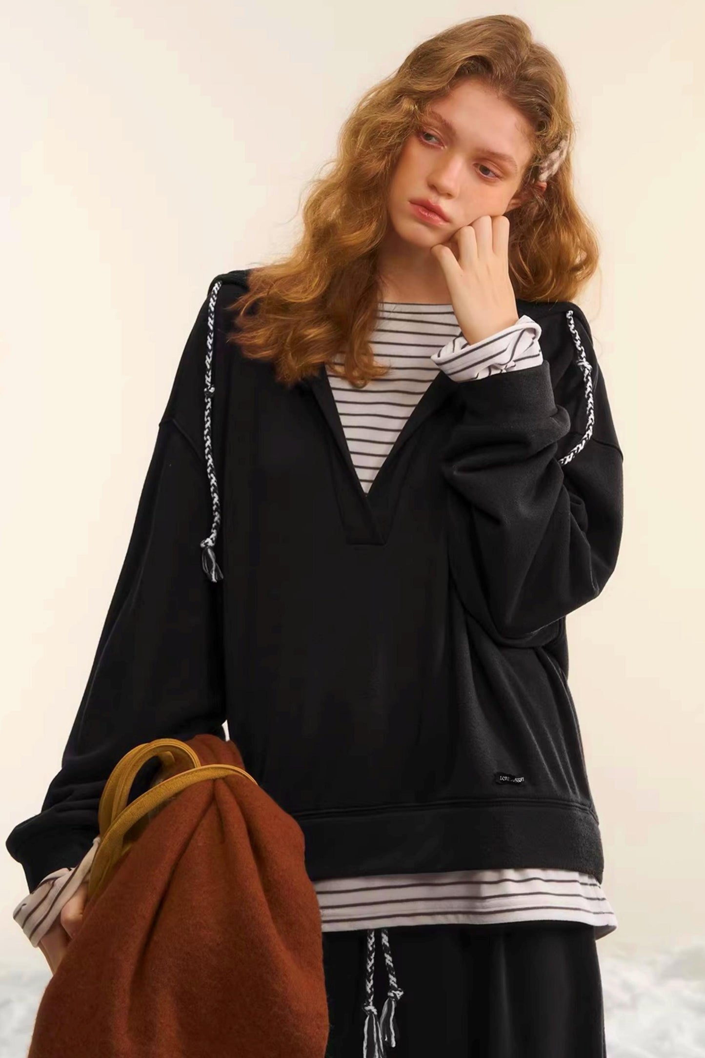 Retro Striped Patchwork Sweatshirt Set-Up