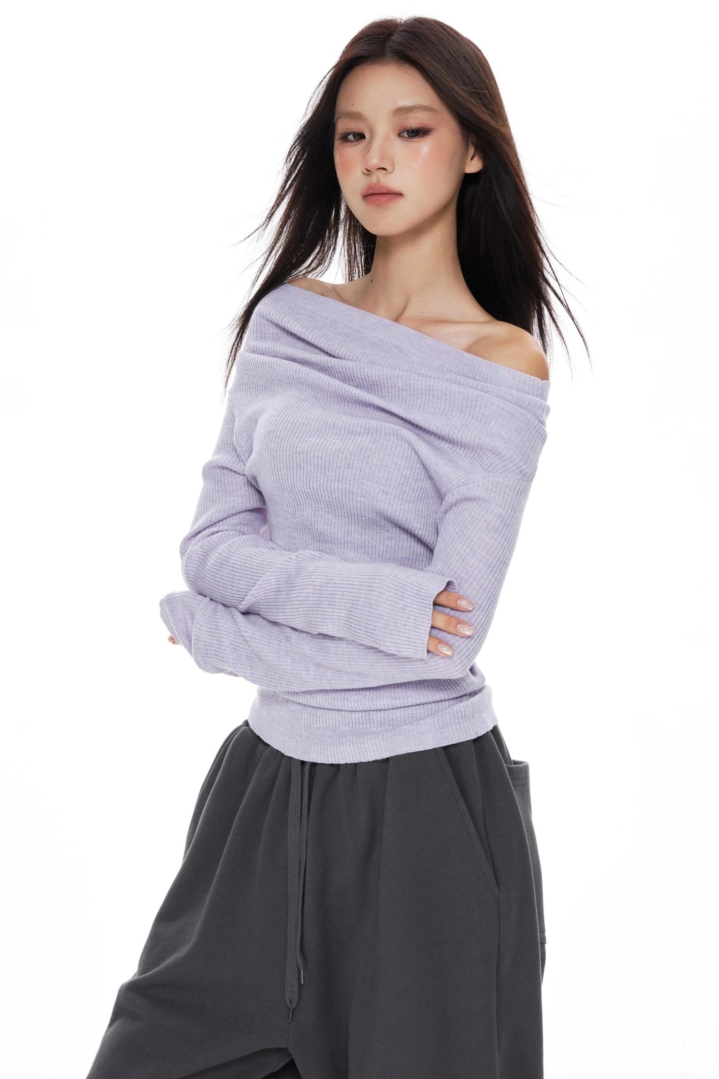 One-Shoulder Knit Sweater