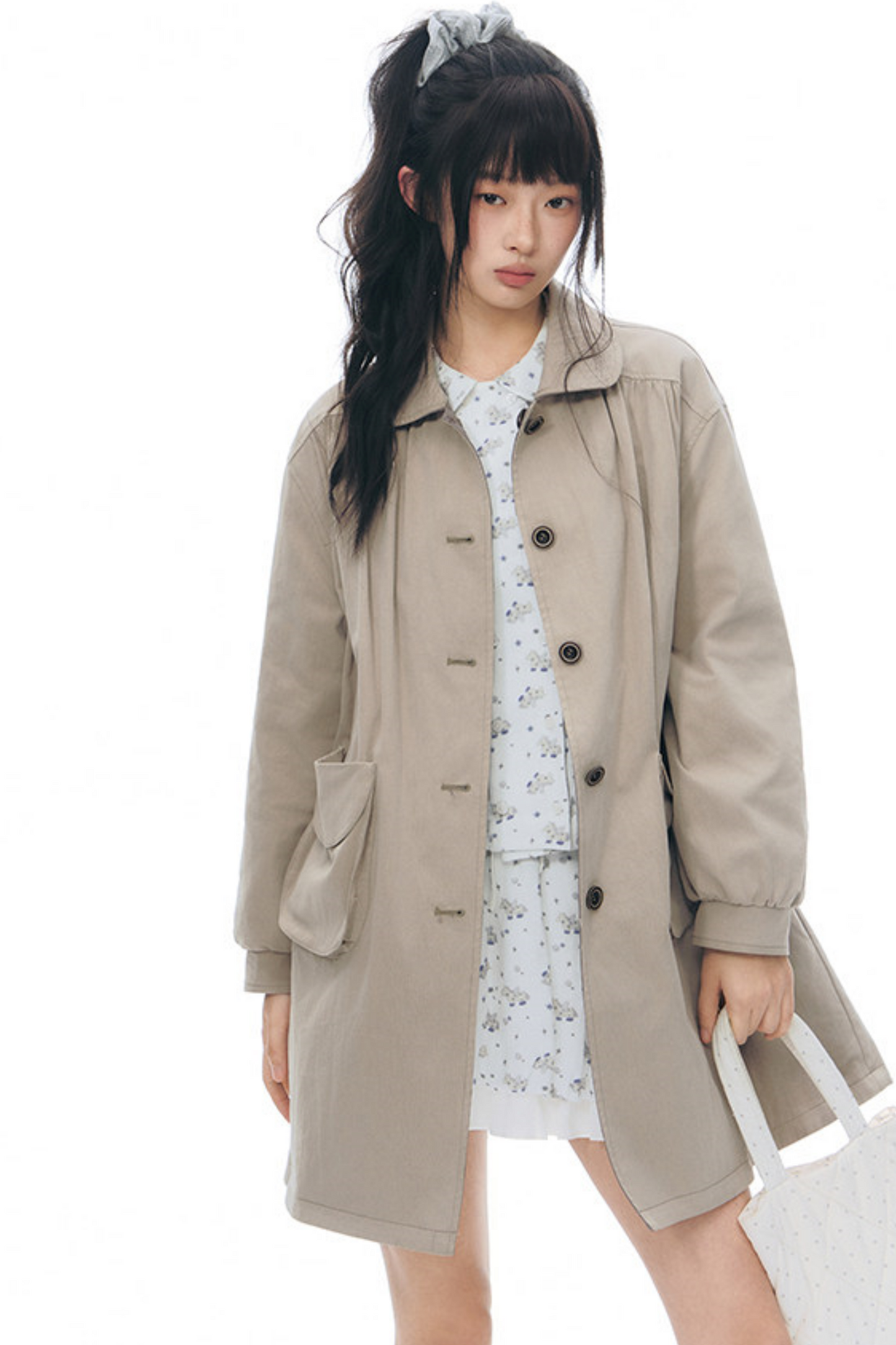Double-Sided Doll Collar Trench Coat