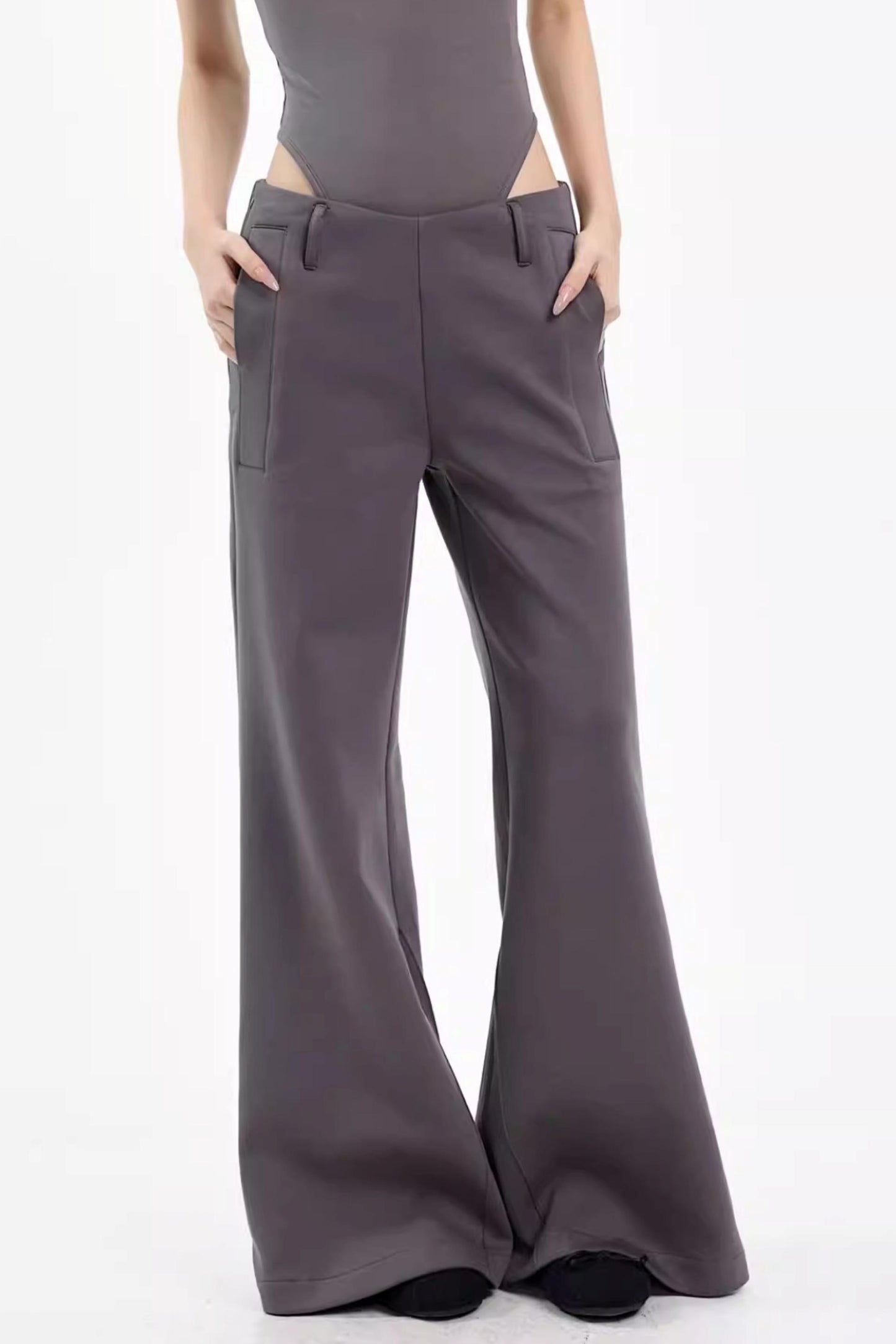 Retro Gray Flared Pants