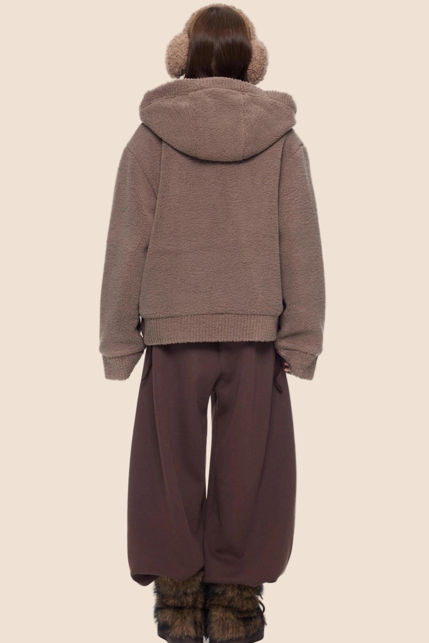 Imitation Lamb Wool Hooded Jacket