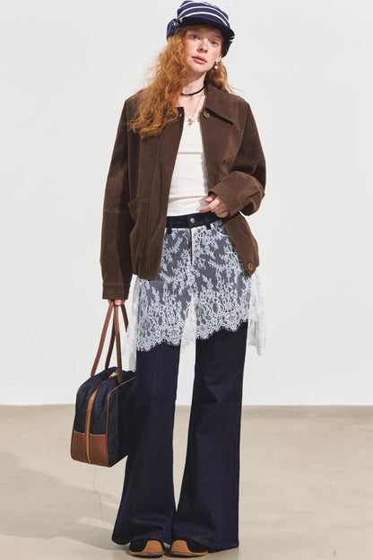 Plaid Collar Sweater Set-Up