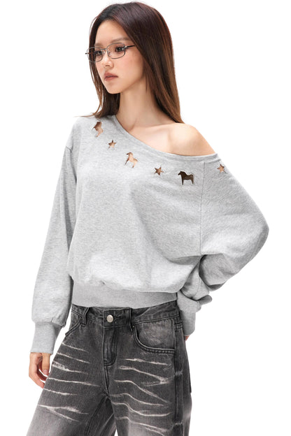 Asymmetrical Hollow Knit Sweater