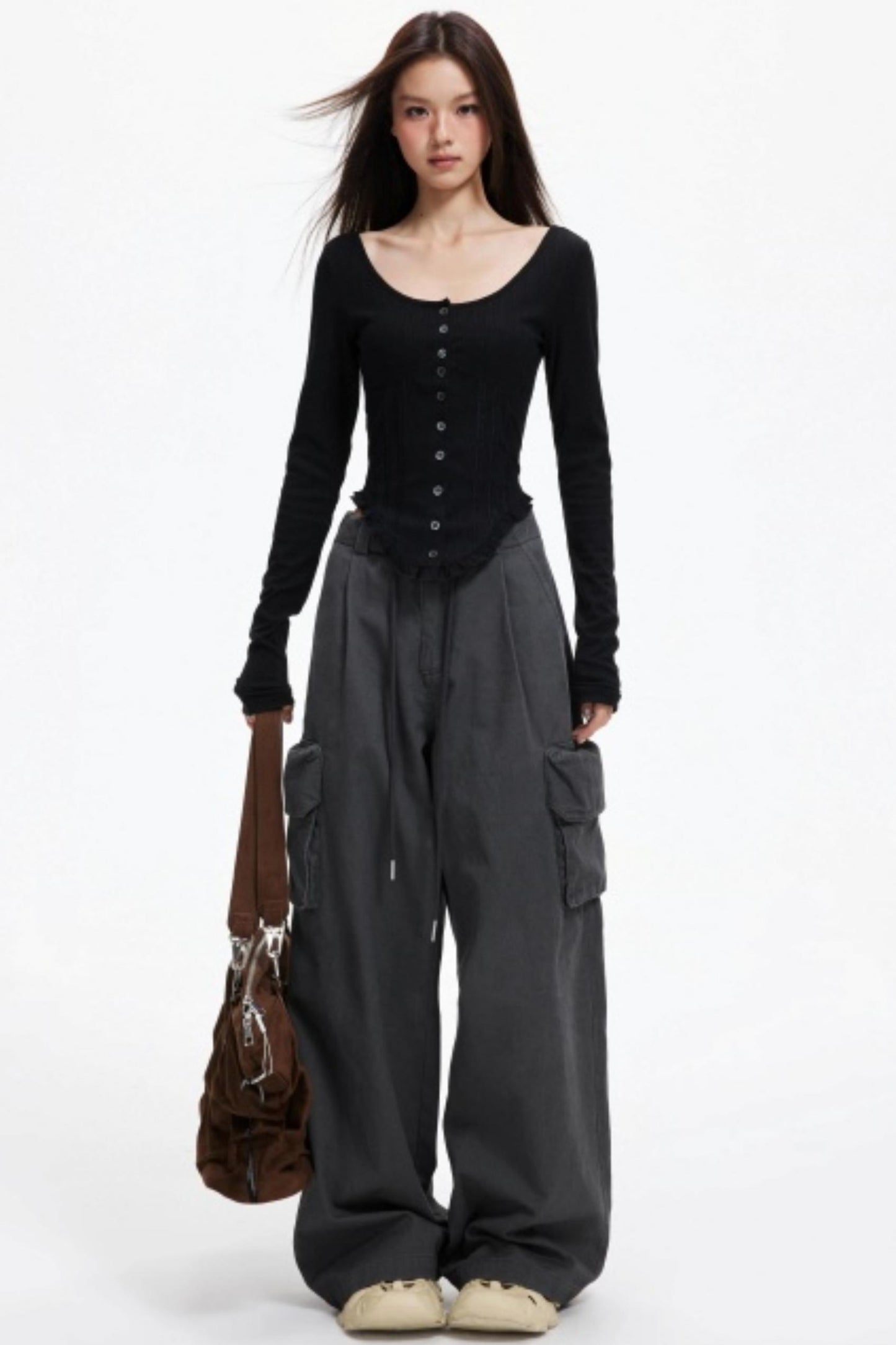 Vintage Drawstring Loose Cargo Pants