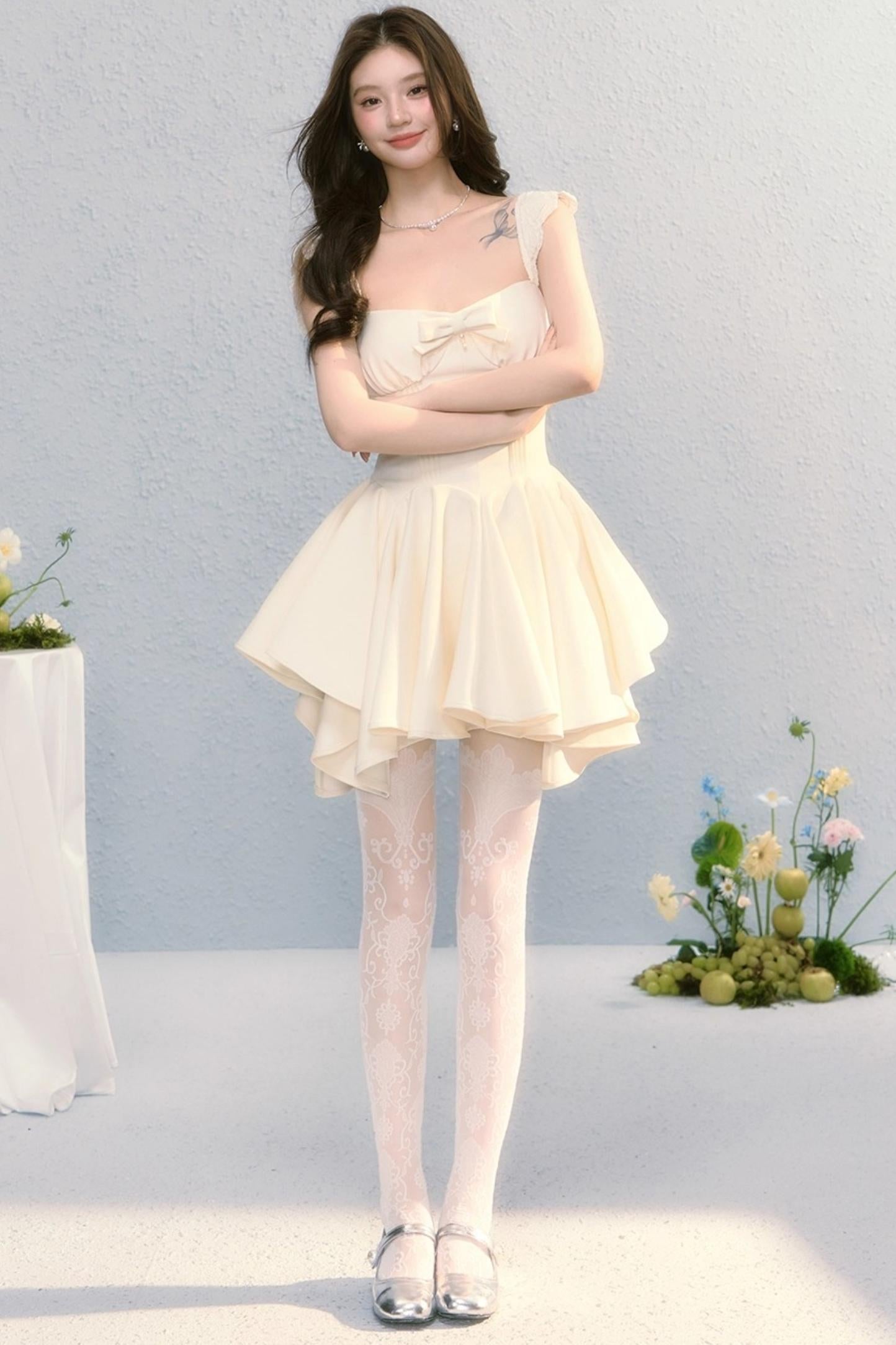 Golden Bow A-Line Dress