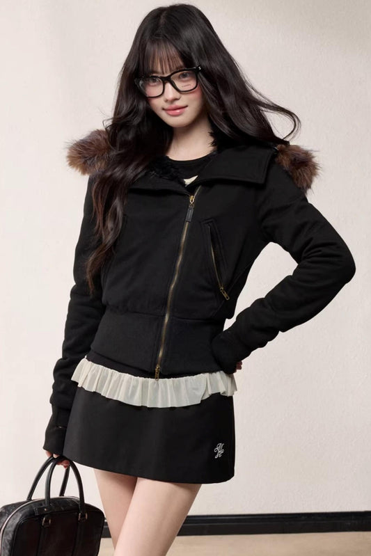 Hooded Fleece Slim Jacket