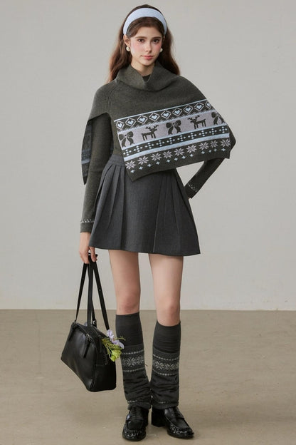 Vintage Jacquard Sweater Shawl Set-Up