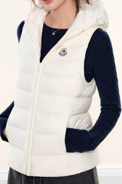 Hooded Ribbed Down Vest