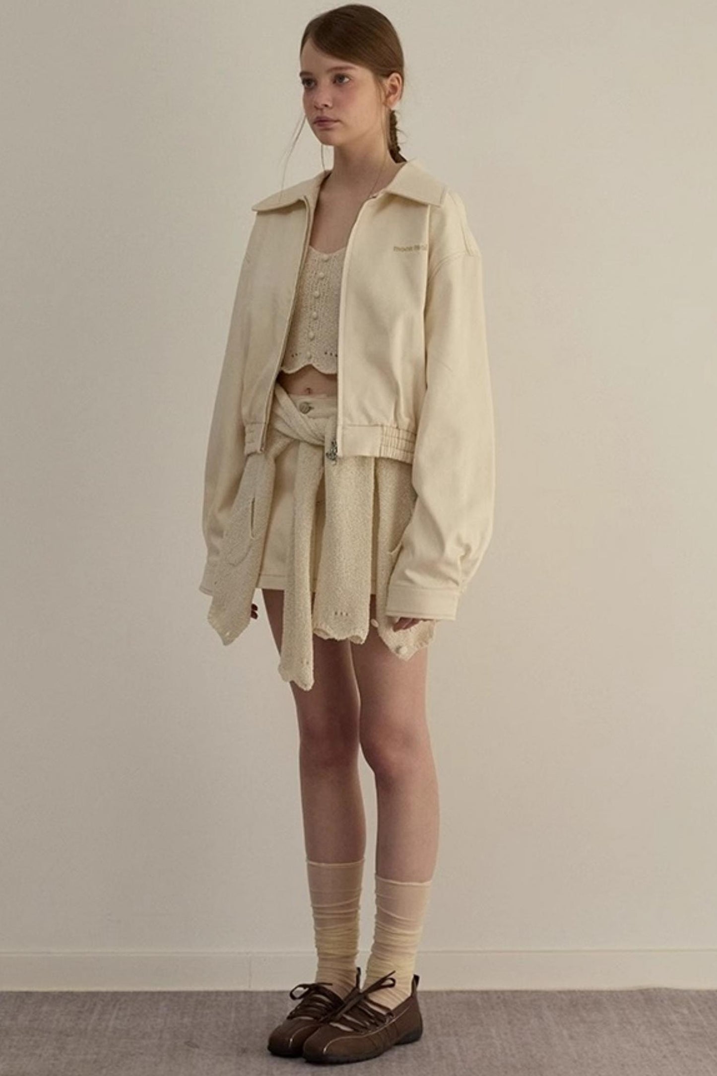 Embroidered A-line Duo Coat Skirt Set-Up