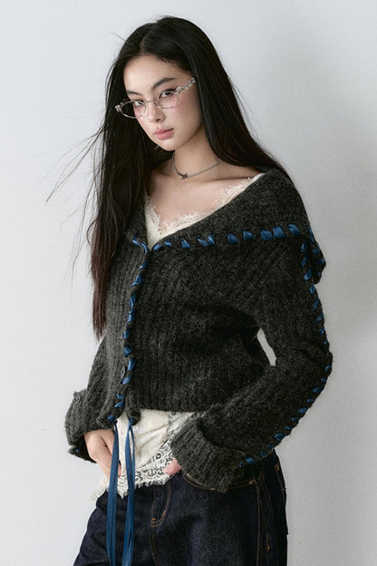 Big Lapel Alpaca Knit Cardigan