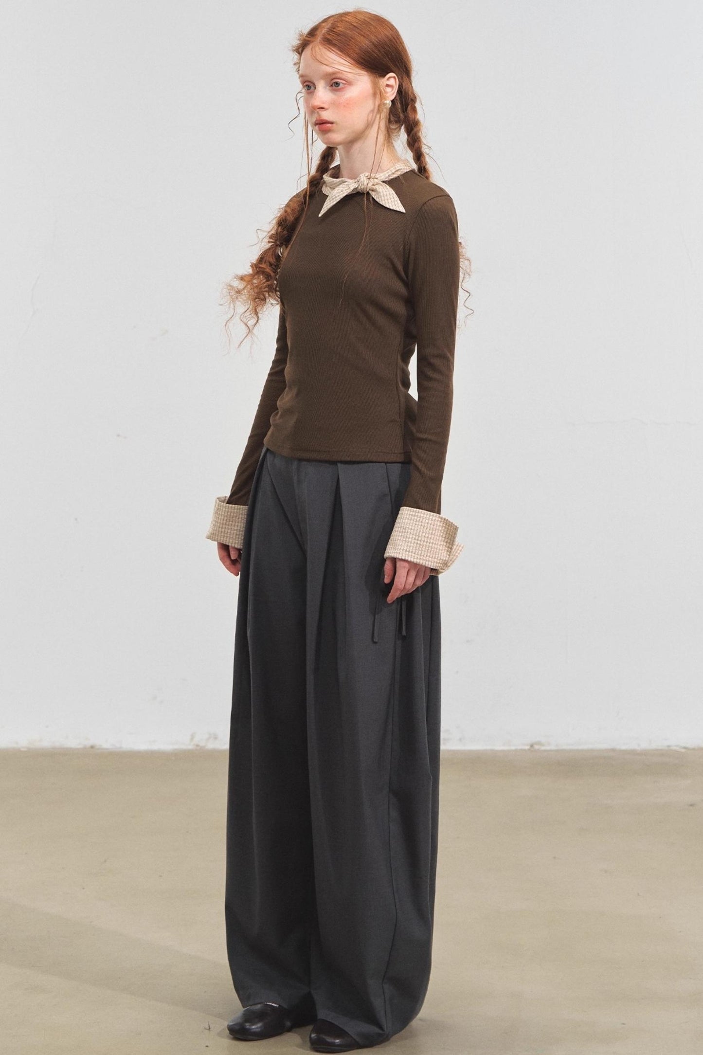 Bow Tie Slim Knit Top