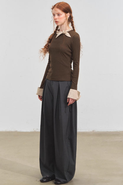 Bow Tie Slim Knit Top