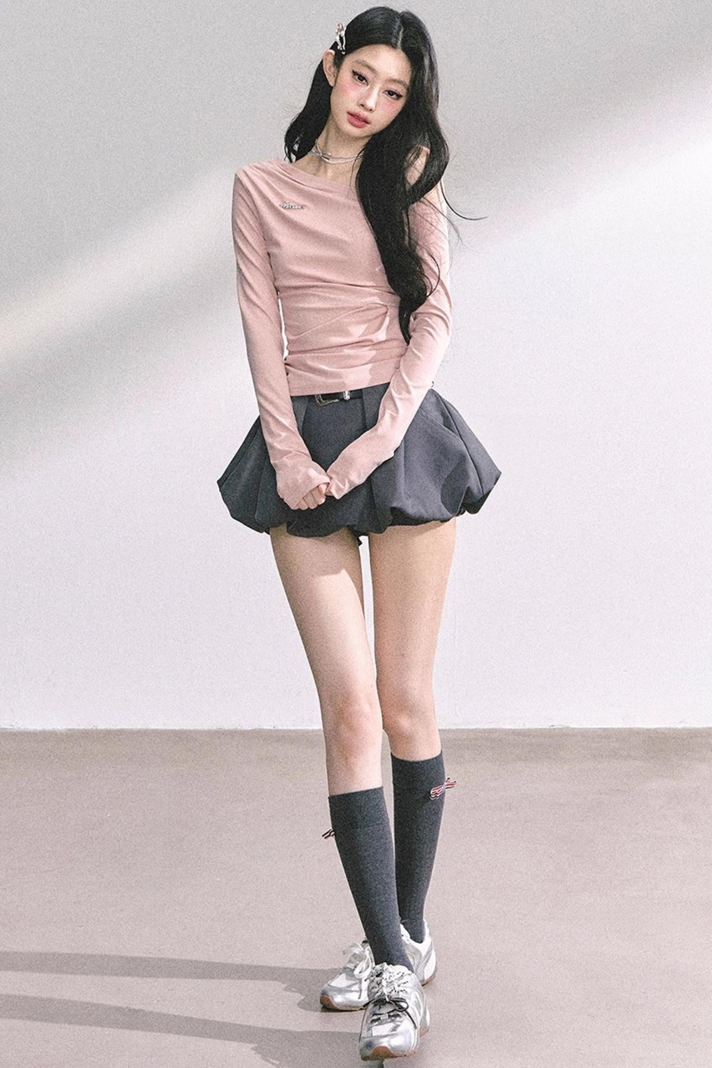 Spicy American Long-Sleeved Gray Top