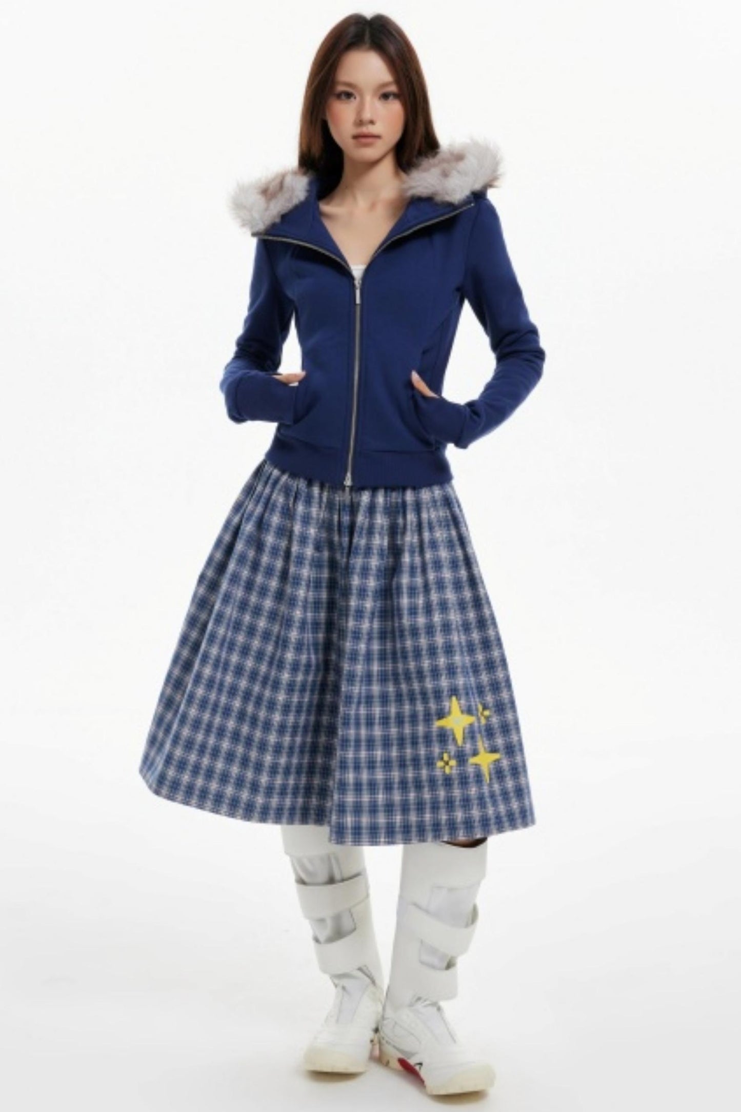 Fur Collar Slim Cotton Hooded Jacket