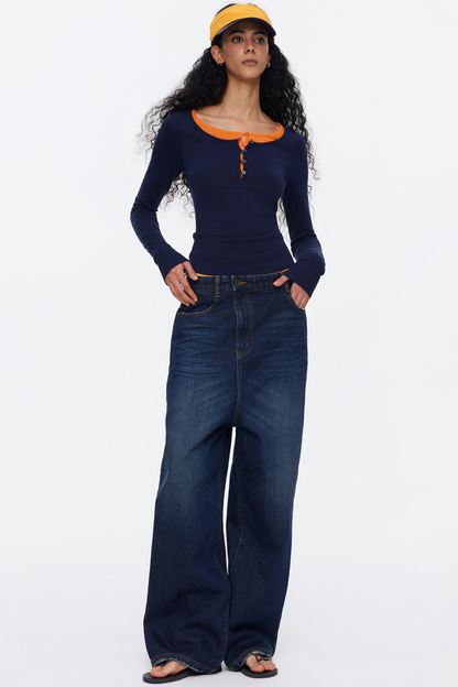 Lyocell Tencel Farbblock-Sweater