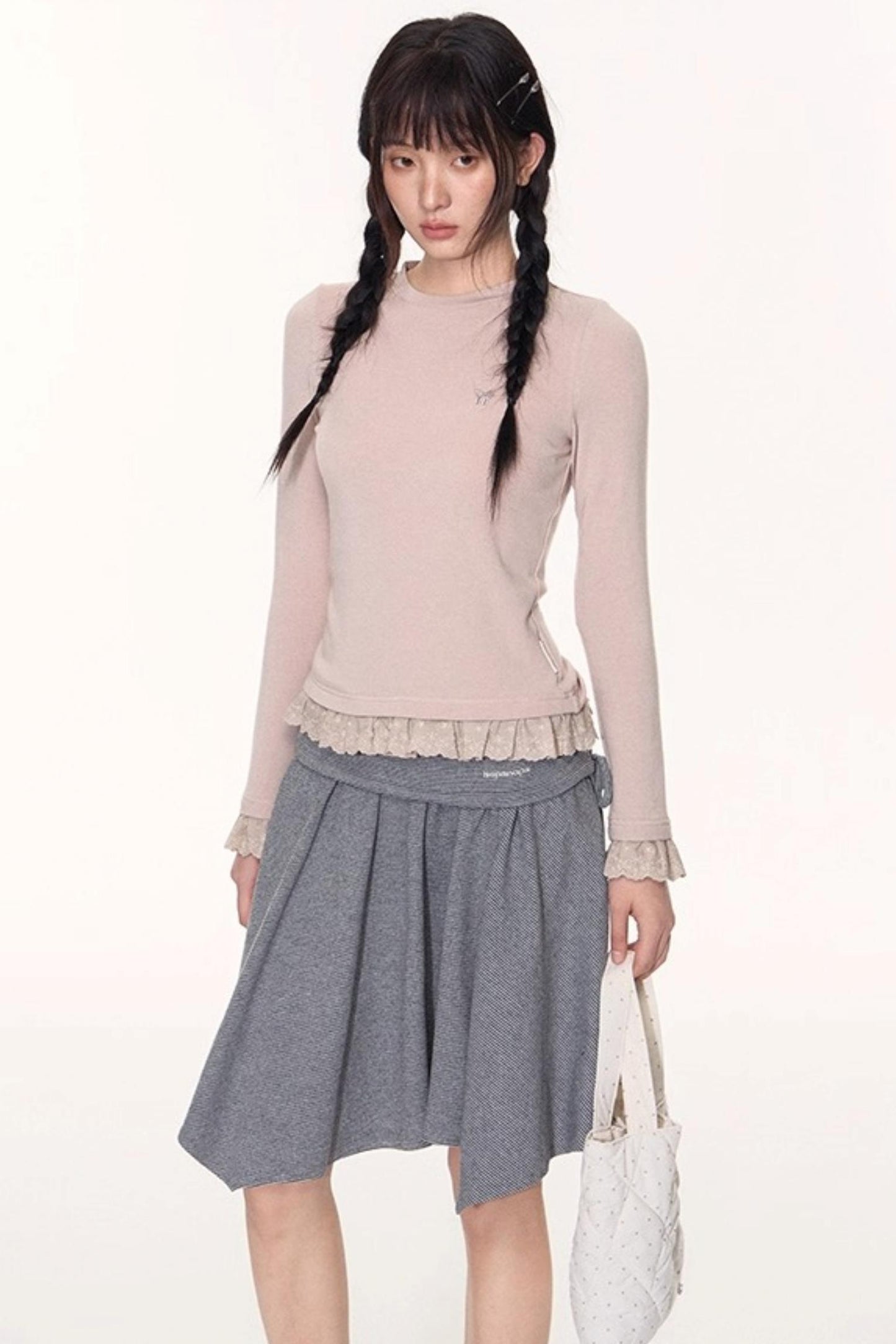 Lace Embroidery Slim Top