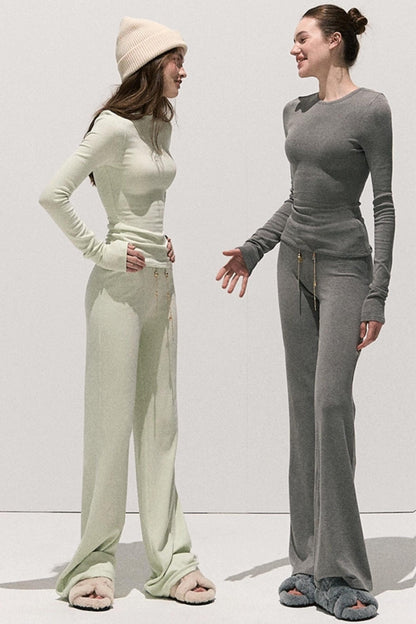Soft Crewneck Knitwear Trouser Set-Up