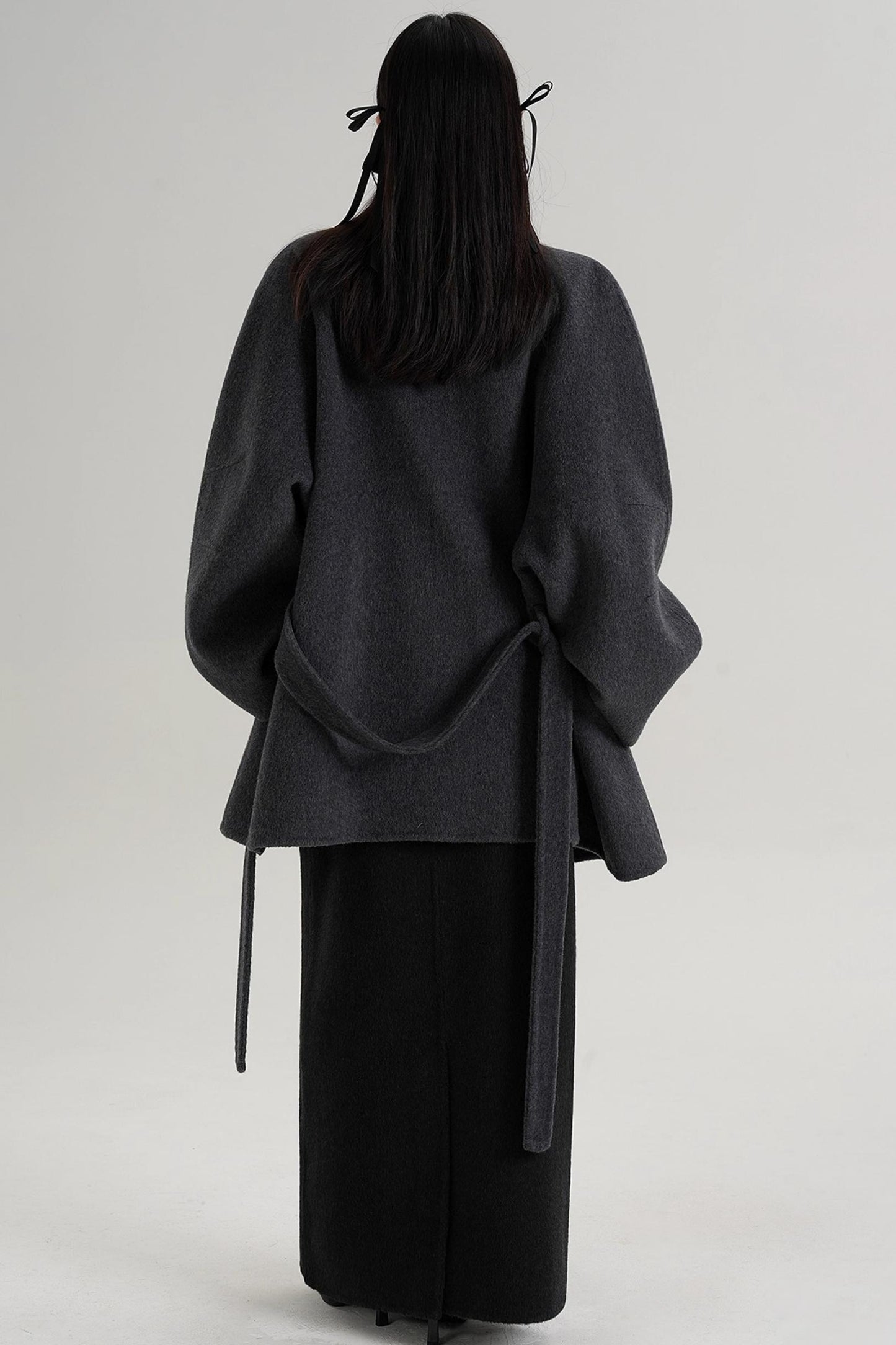 Elegant Woolen Lace-Up Coat