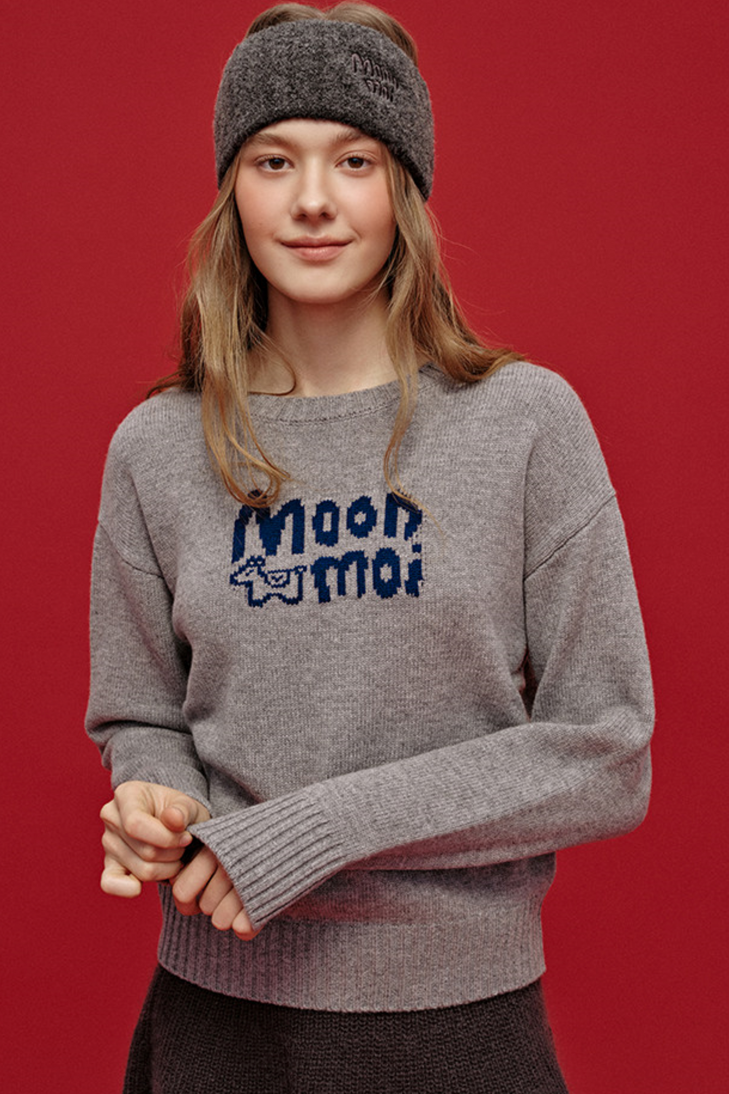 Jacquard-Haarband aus Wolle mit breiter Krempe