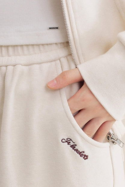 Rose Print Patchwork Hooded Jacket Set-Up