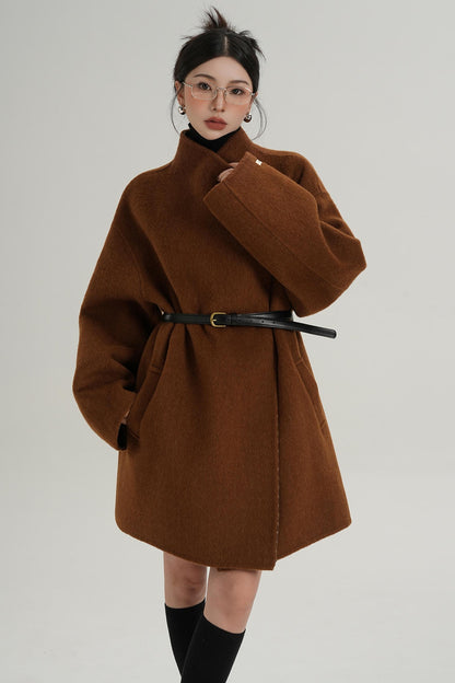 Lace-Up Reversible Wool Coat