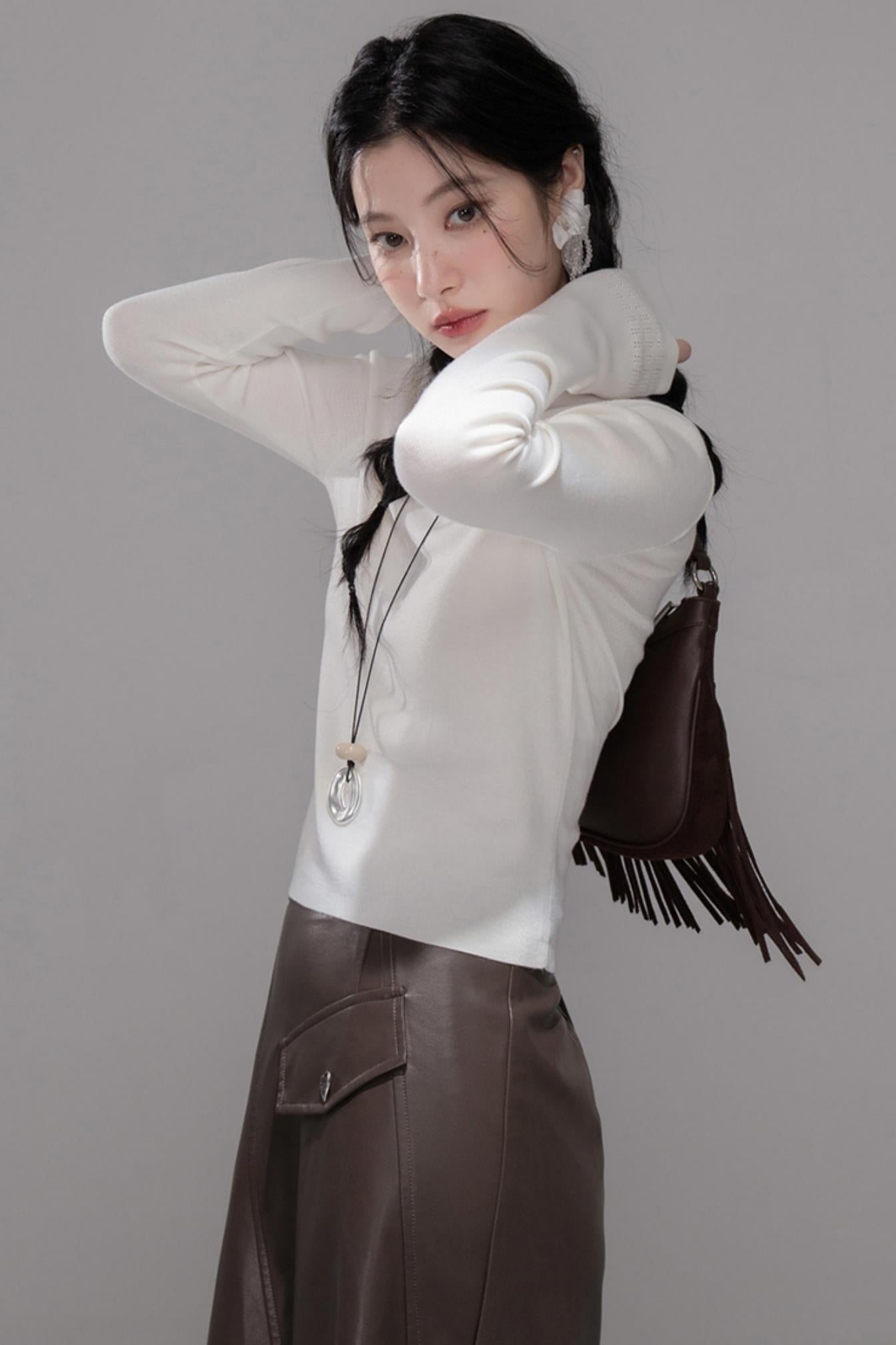 Rich Brown Leather Skirt