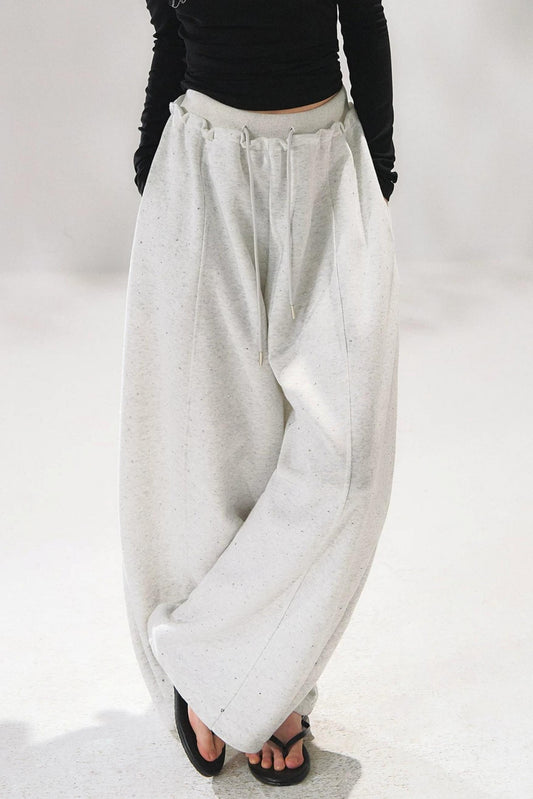 Rhinestone Elastic Waistband Pants
