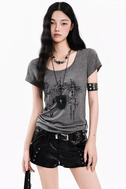 Dunkelgraues Buchstaben-Oberteil