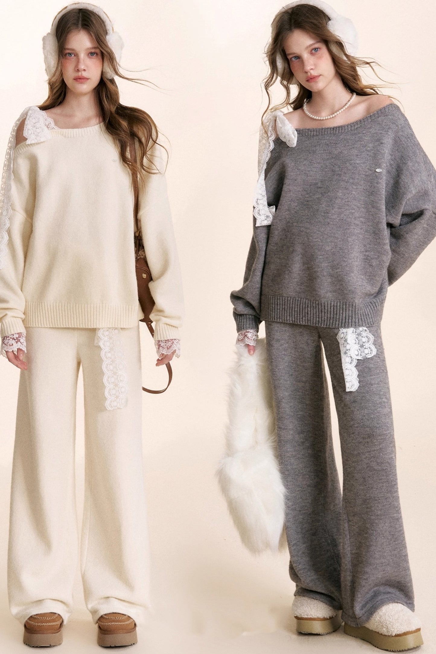 Romantic Lace Wool Sweater Set-Up