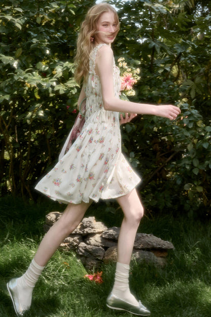 Vintage Floral Halter Dress