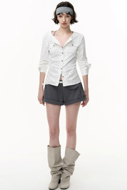 Slimming Retro Polka Dot Shirt