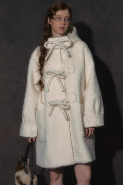 College Hooded Thick Woolen Jacket