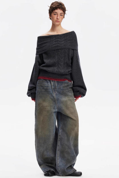 Vintage Yellow Distressed Jeans