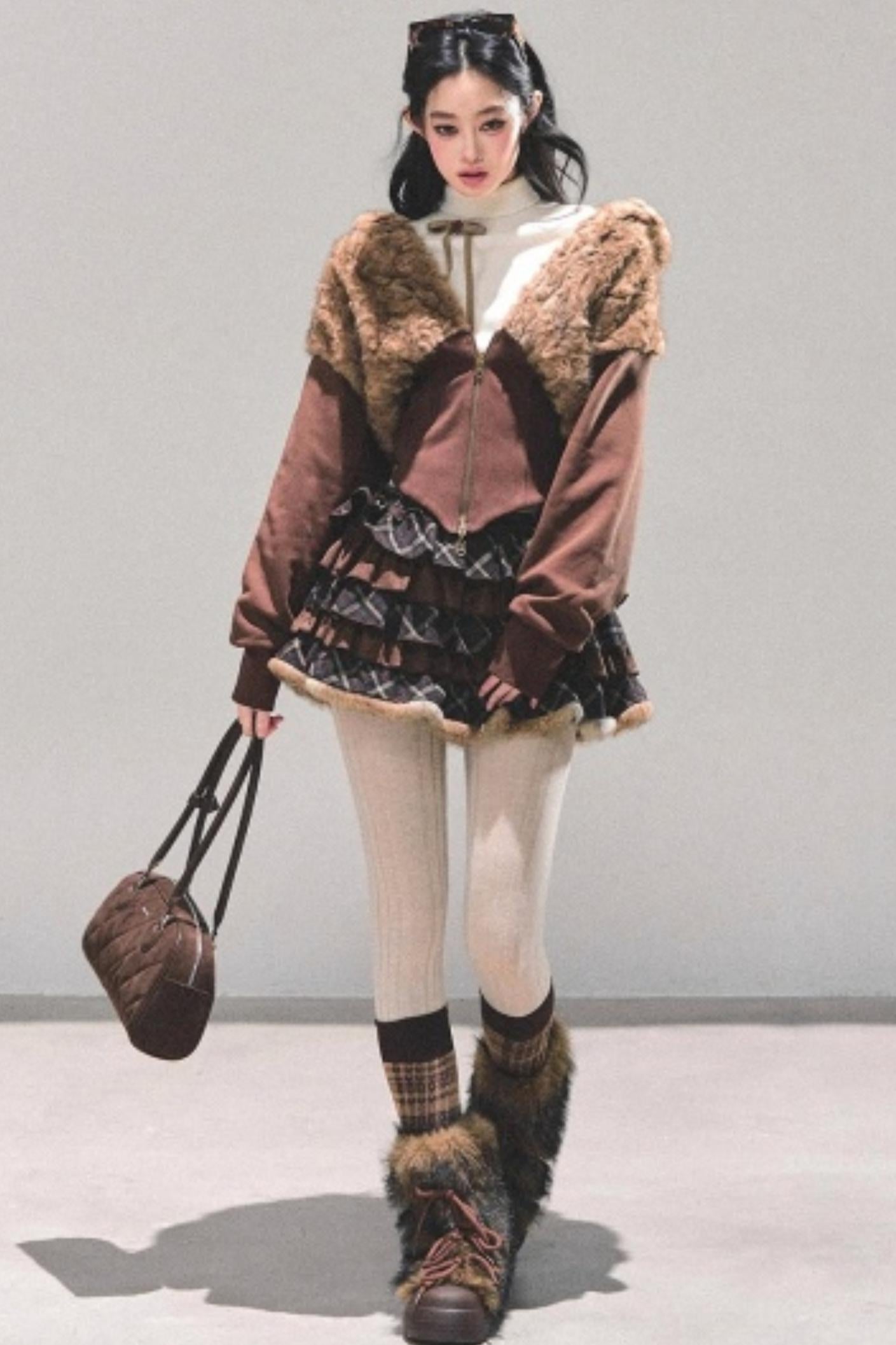 Maillard Poetry Plaid Skirt