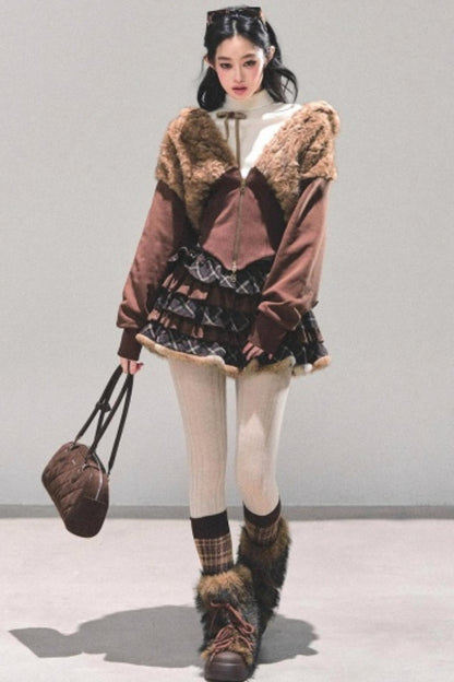 Maillard Poetry Plaid Skirt