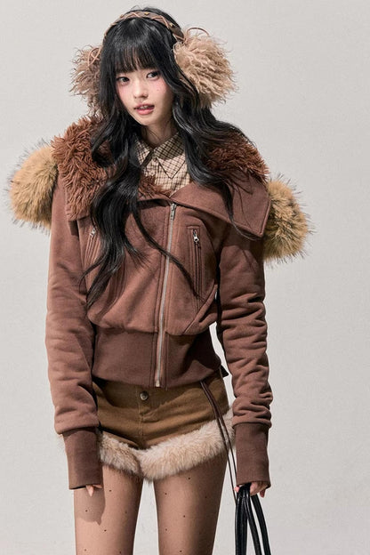 Korean Faux Fur Wide-Leg Pants