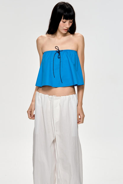 Bright Blue Backless Plunge Top
