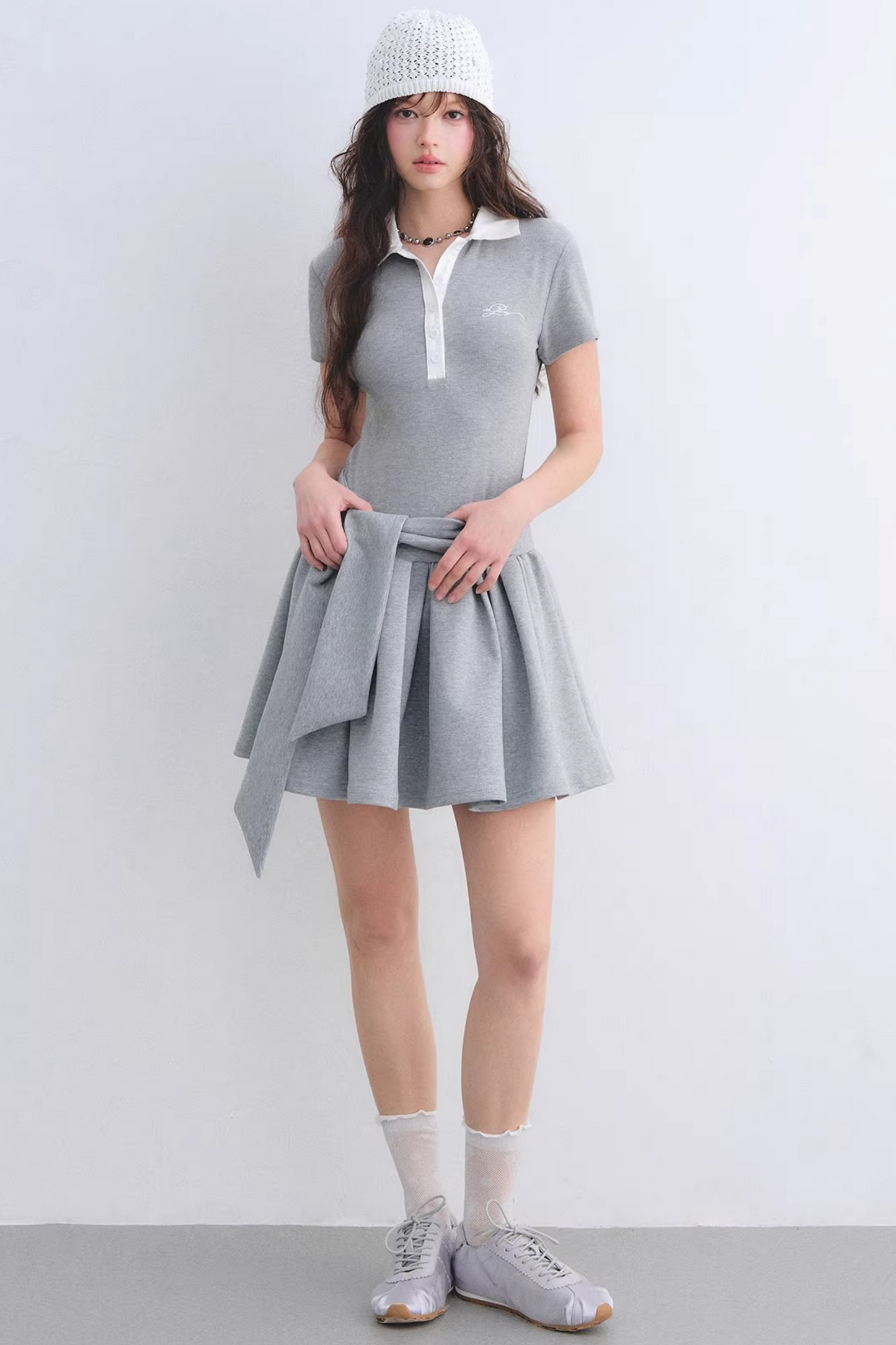Contrasting Polo Puffy Dress